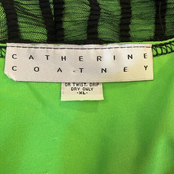 Vintage Catherine Coatney lace mini skirt green black XS S Moulin Rouge look - Picture 3 of 3